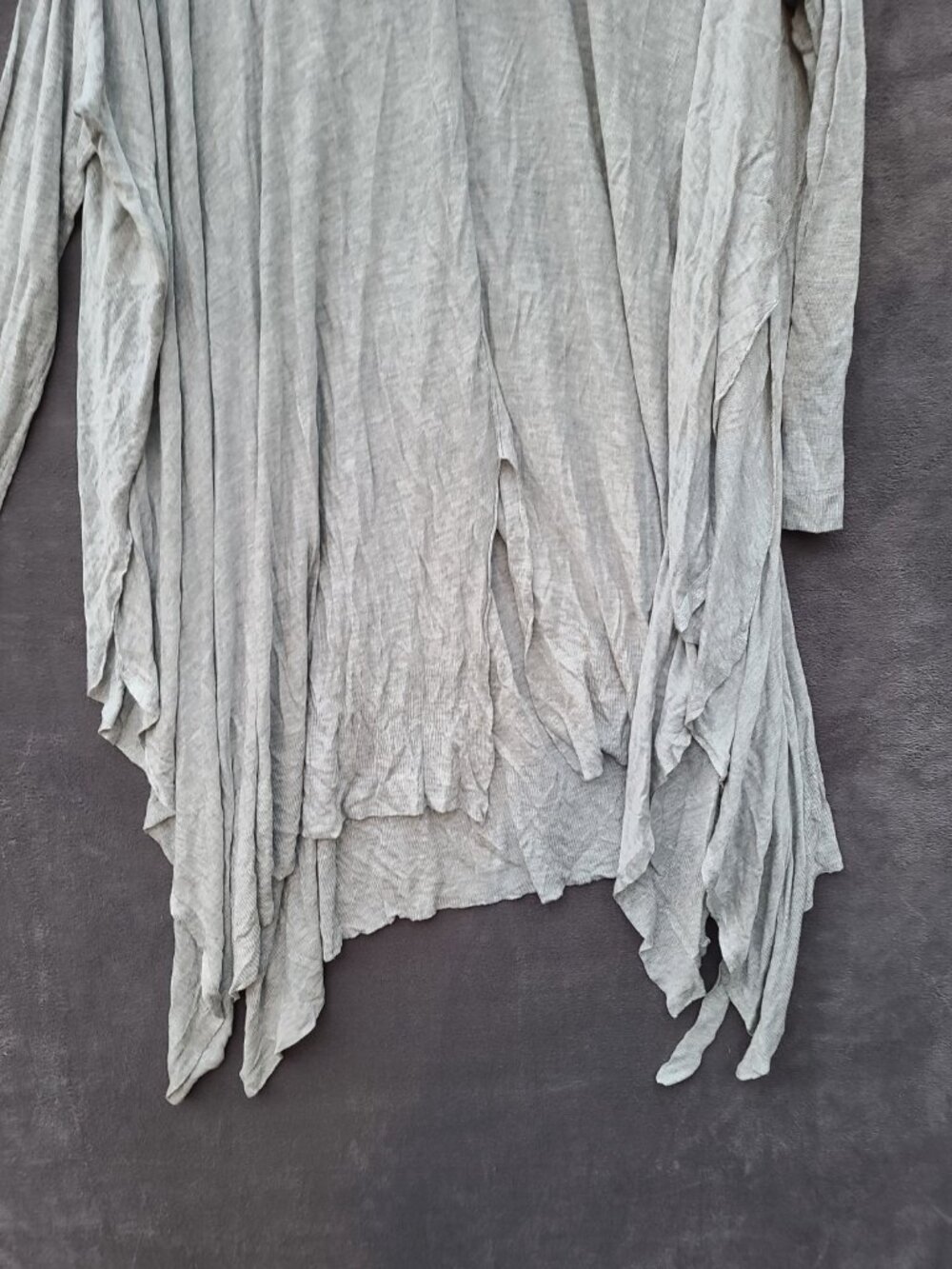 Free People Pleated Tie Front Cardigan LS Sweater S Gray Boho Soft Airy NWOT - Picture 8 of 13